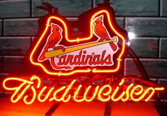 Light Up St. Louis Budweiser Beer Baseball Sports Cardinals Sign - Vintage style Handmade Glass Neon Lamps - Bar/Business Logo decor 14"x10"