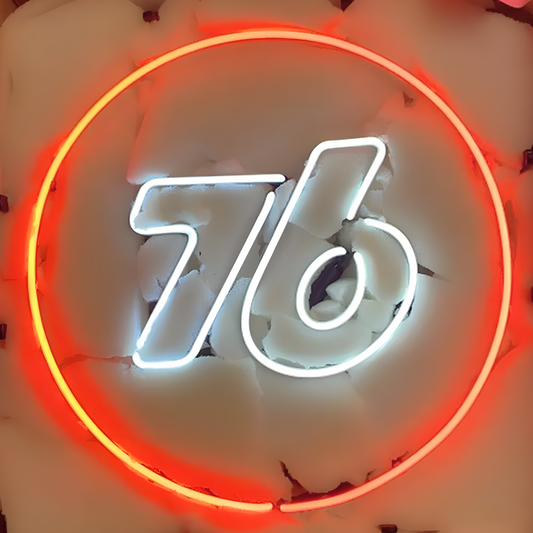 Light Up 76 Gasoline Gas Motor Oil Sign - Vintage style Handmade Glass Neon Lamps - Bar/Business Logo decor 16"