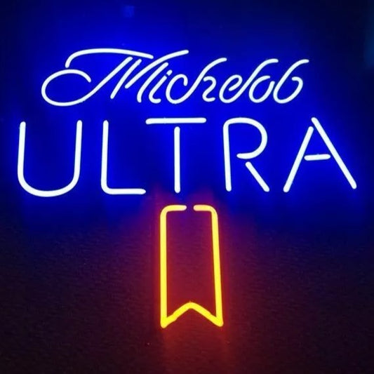 Light Up Michelob Beer ULTRA Sign - Vintage style Handmade Glass Neon Lamps - Bar/Business Logo decor 17"x14"