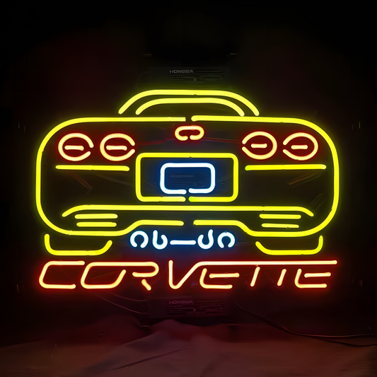 Light Up Rear Trunk Corvette Car Auto Garage Racing Sign - Vintage style Handmade Glass Neon Lamps - Bar/Business Logo decor 24"