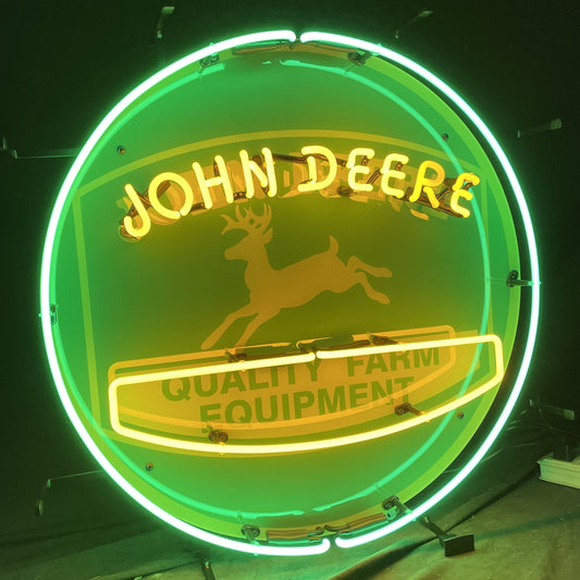 Light Up QUALITY FARM EQUIPMENT John Deere Tractors Farm Sign - Vintage style Handmade Glass Neon Lamps - Bar/Business Logo decor 24"