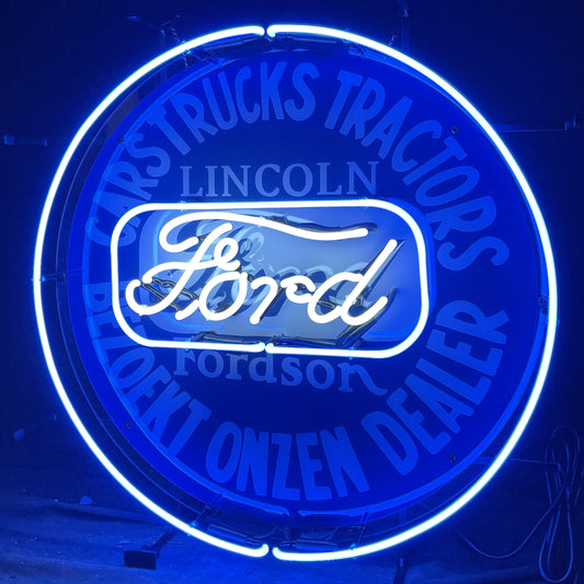 Light Up CARS TRUCKS TRACTORS Ford Auto Garage Lincoln Dealer Sign - Vintage style Handmade Glass Neon Lamps - Bar/Business Logo decor 24"x24"