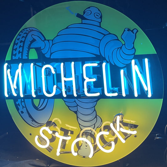 Light Up STOCK MICHELIN Man Tire Man Auto Garage Car Sign - Vintage style Handmade Glass Neon Lamps - Bar/Business Logo decor 24"x24"