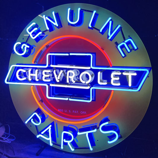 Light Up GENUINE PARTS Auto Sports Car Garage CHEVROLET Sign - Vintage style Handmade Glass Neon Lamps - Bar/Business Logo decor 24"x24"