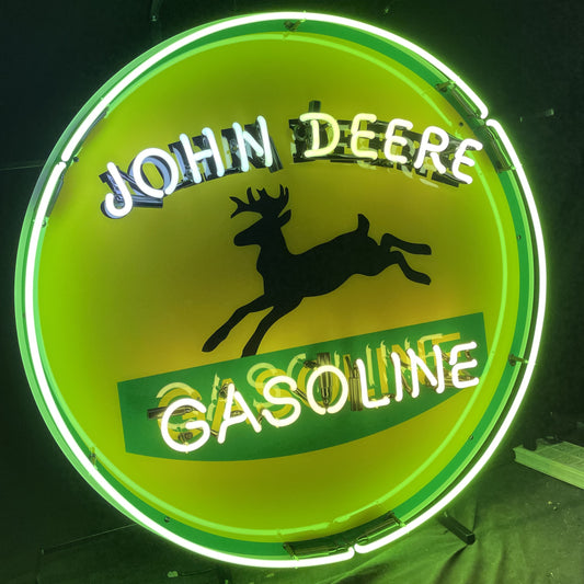 Light Up GASOLINE John Deere Gas Station Tractors Farm Sign - Vintage style Handmade Glass Neon Lamps - Bar/Business Logo decor 24"