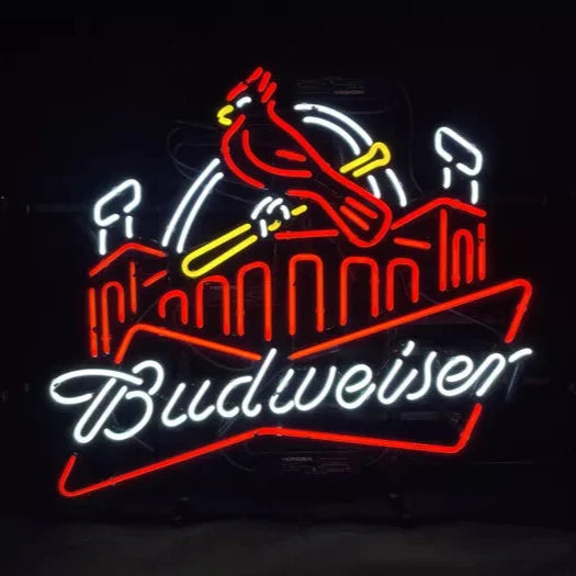 Light Up Cardinals Stadium Baseball St.Louis Budweiser Beer Sign - Vintage style Handmade Glass Neon Lamps - Bar/Business Logo decor 24"