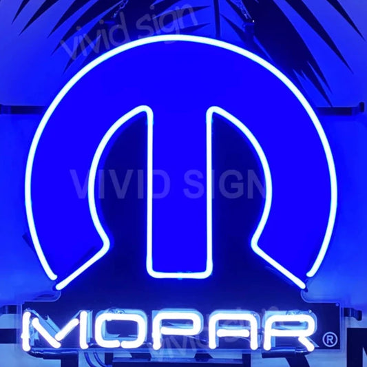 Light Up MOPAR M Auto Car Garage Motor Sign - Vintage style Handmade Glass Neon Lamps - Bar/Business Logo decor 20"x16"