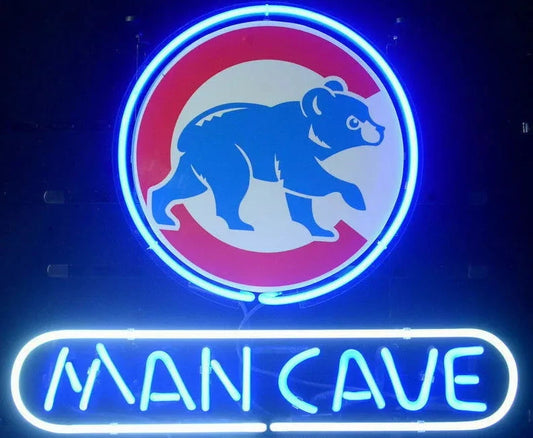 Light Up Chicago Baseball Cubs Man Cave Sport Sign - Vintage style Handmade Glass Neon Lamps - Bar/Business Logo decor 14"x9"