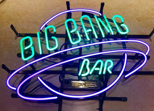 Light Up Big Bang Planet Bar Sign - Vintage style Handmade Glass Neon Lamps - Bar/Business Logo decor 20"x16"