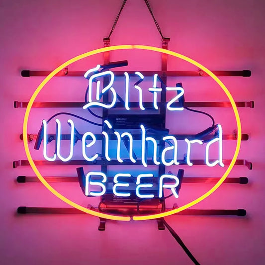 Light Up Blitz Weinhard Beer Sign - Vintage style Handmade Glass Neon Lamps - Bar/Business Logo decor 19"x15"