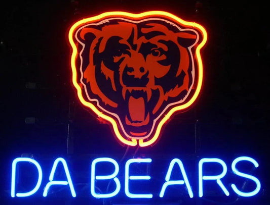 Light Up Chicago Sports Football Da Bears Sign - Vintage style Handmade Glass Neon Lamps - Bar/Business Logo decor 14"x10"