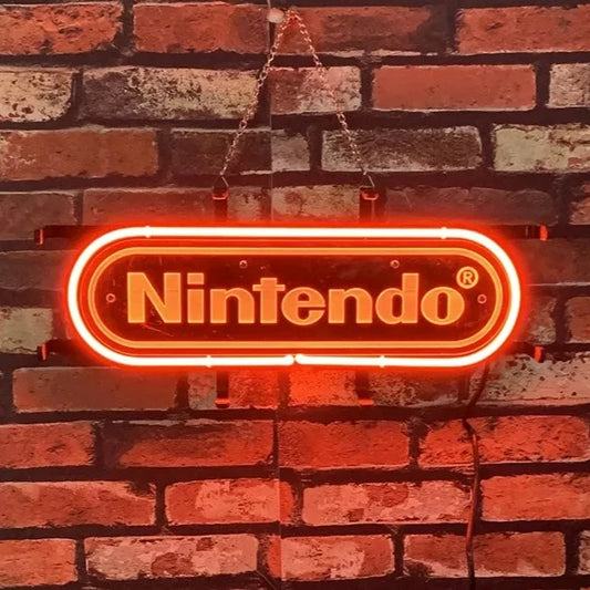 Light Up Nintendo Video Game Artwork Arcade Game Room Sign - Vintage style Handmade Glass Neon Lamps - Bar/Business Logo decor 14"x5"