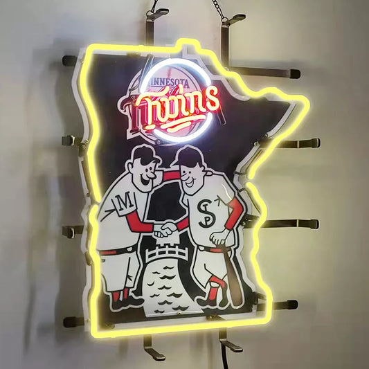 Light Up Minnesota Baseball Twins Sport Sign - Vintage style Handmade Glass Neon Lamps - Bar/Business Logo decor 19"x15"