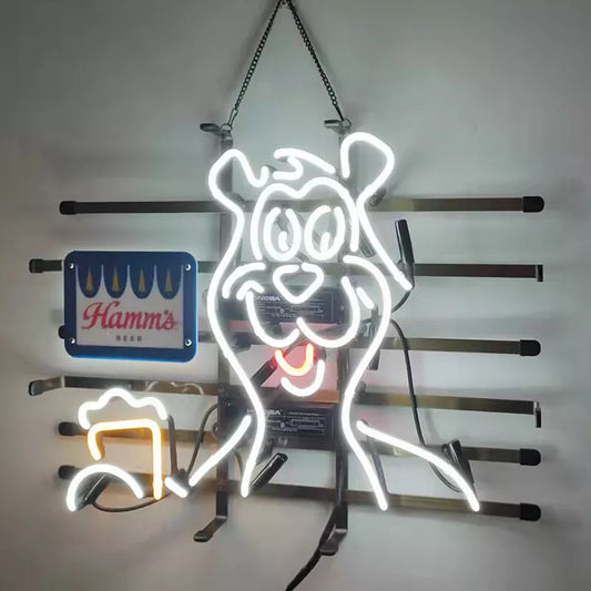 Light Up Hamm's Beer Bear Sign - Vintage style Handmade Glass Neon Lamps - Bar/Business Logo decor 19"x15"