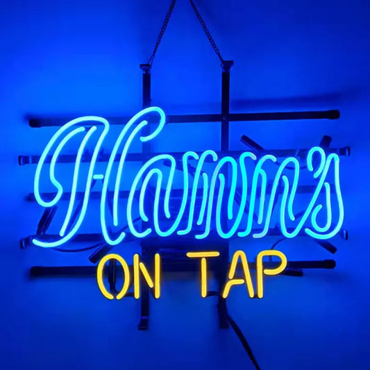 Light Up Hamm's Beer On Tap Sign - Vintage style Handmade Glass Neon Lamps - Bar/Business Logo decor 19"x15"