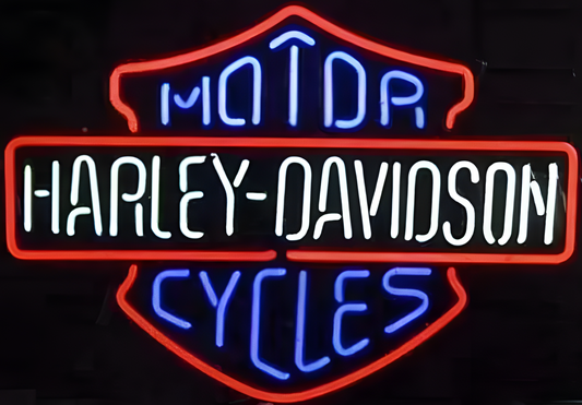 Light Up Harley Biker Shield Motorcycle Davidson Sign - Vintage style Handmade Glass Neon Lamps - Bar/Business Logo decor 24"