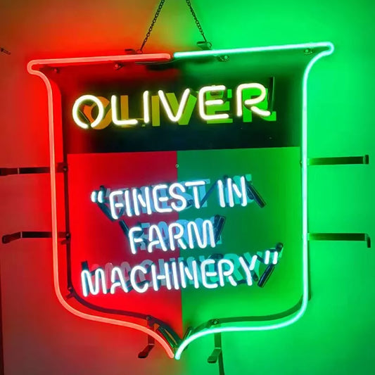 Light Up Oliver Farming Finest Farm Machinery Tractor Sign - Vintage style Handmade Glass Neon Lamps - Bar/Business Logo decor 24"