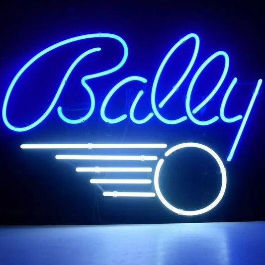 Light Up Bally Pinball Game Room Arcade Sign - Vintage style Handmade Glass Neon Lamps - Bar/Business Logo decor 14"x10"