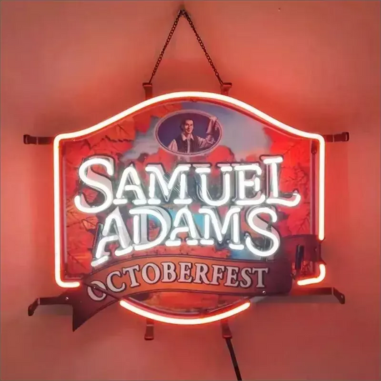 Light Up Samuel Adams Beer Octoberfest Sign - Vintage style Handmade Glass Neon Lamps - Bar/Business Logo decor 20"x16"