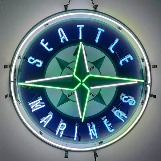 Light Up Seattle Sports Mariners Baseball Sign - Vintage style Handmade Glass Neon Lamps - Bar/Business Logo decor 24"