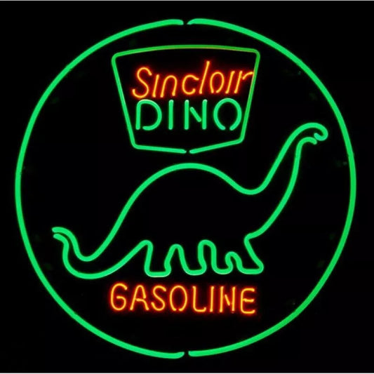 Light Up Sinclair Dino Motor Oil Dinosaur Gas Gasoline Sign - Vintage style Handmade Glass Neon Lamps - Bar/Business Logo decor 24"x24"