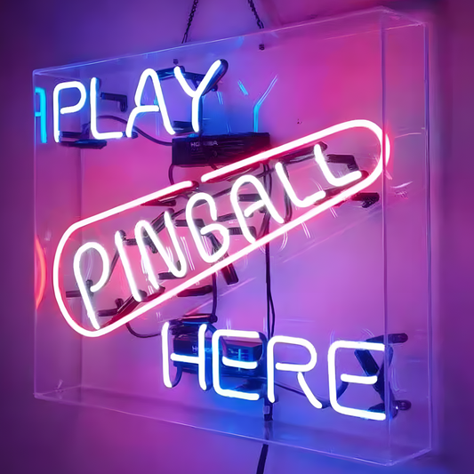 Light Up Pinball Flipper Game Room Play Arcade Here Sign - Vintage style Handmade Glass Neon Lamps - Bar/Business Logo decor 19"x15"