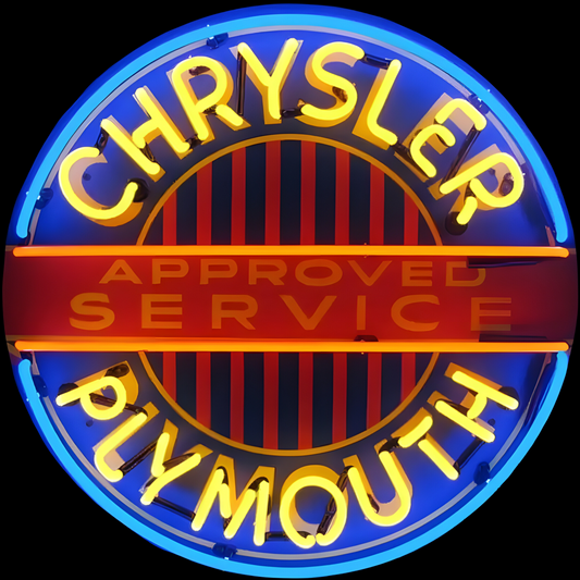 Light Up Plymouth Approved Car Service Garage Chrysler Auto Sign - Vintage style Handmade Glass Neon Lamps - Bar/Business Logo decor 24"x24"