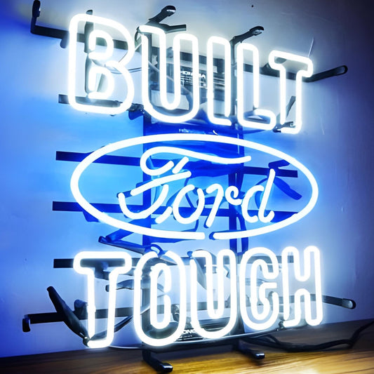 Light Up Built Ford Tough Sign - Vintage style Handmade Glass Neon Lamps - Bar/Business Logo decor 16"x15"