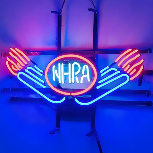 Light Up NHRA Racing Sign - Vintage style Handmade Glass Neon Lamps - Bar/Business Logo decor 19"x15"