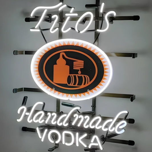 Light Up Tito's Handmade Vodka Sign - Vintage style Handmade Glass Neon Lamps - Bar/Business Logo decor 19"