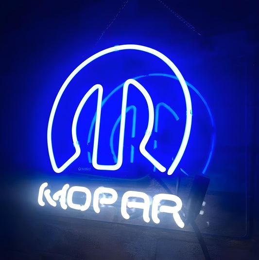 Light Up Mopar Auto Parts Car Service Sign - Vintage style Handmade Glass Neon Lamps - Bar/Business Logo decor 12"x10"