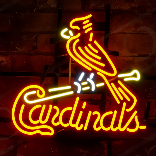 Light Up Cardinals Sports Baseball Bat Bird St Louis Car Service Sign - Vintage style Handmade Glass Neon Lamps - Bar/Business Logo decor 17"x14"