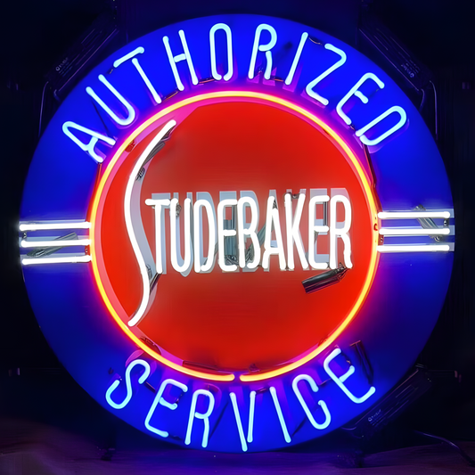 Light Up Authorized Studebaker Service Wagon & Automobile Car Sign - Vintage style Handmade Glass Neon Lamps - Bar/Business Logo decor 24"