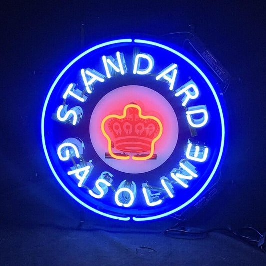 Light Up Standard Gasoline Sign - Vintage style Handmade Glass Neon Lamps - Bar/Business Logo decor 24"