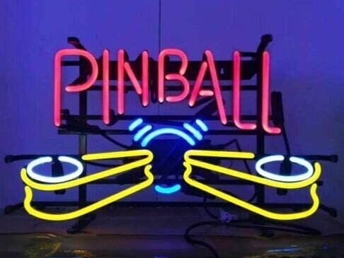 Light Up Pinball Flippers Sign - Vintage style Handmade Glass Neon Lamps - Bar/Business Logo decor 17"