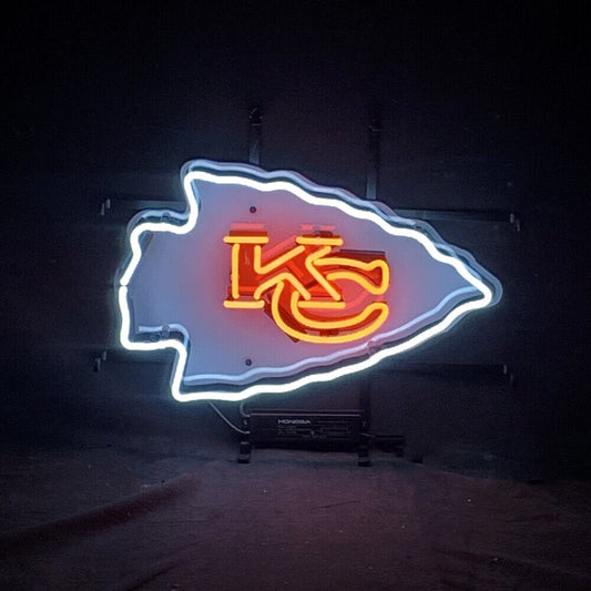 Light Up Kansas City Chiefs Sign - Vintage style Handmade Glass Neon Lamps - Bar/Business Logo decor 17"