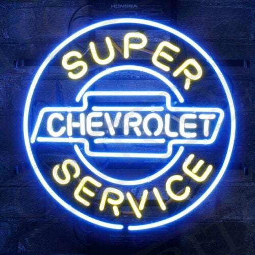 Light Up Super Chevrolet Service Car Sign - Vintage style Handmade Glass Neon Lamps - Bar/Business Logo decor 24"