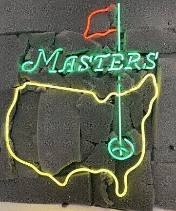 Light Up Masters Golf Sign - Vintage style Handmade Glass Neon Lamps - Bar/Business Logo decor 19"