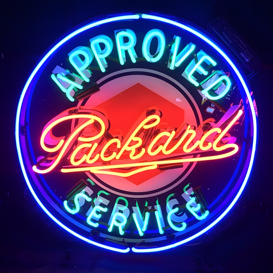 Light Up Approved Packard Service Luxury Automobile Car Garage Sign - Vintage style Handmade Glass Neon Lamps - Bar/Business Logo decor 21"