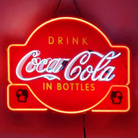 Light Up Drink Coca Cola In Bottles Sign - Vintage style Handmade Glass Neon Lamps - Bar/Business Logo decor 20"x16"