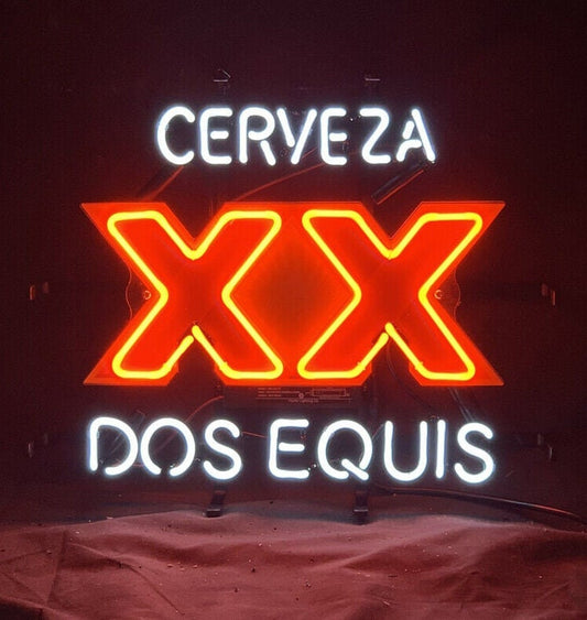 Light Up Cerveza XX Dos Equis Beer Sign - Vintage style Handmade Glass Neon Lamps - Bar/Business Logo decor 17"