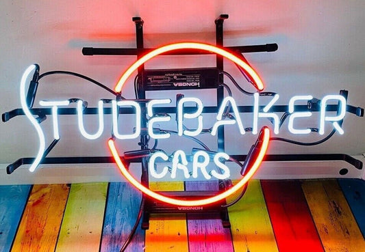 Light Up Studebaker Cars Auto Sign - Vintage style Handmade Glass Neon Lamps - Bar/Business Logo decor 20"x12"