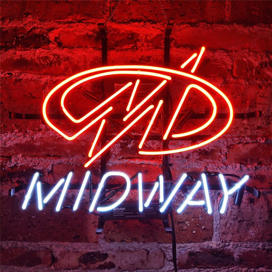 Light Up Midway Pinball Games Sign - Vintage style Handmade Glass Neon Lamps - Bar/Business Logo decor 20"