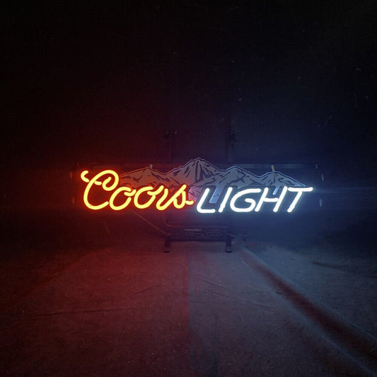 Light Up Coors Light Beer Mountain Sign - Vintage style Handmade Glass Neon Lamps - Bar/Business Logo decor 19"x9"