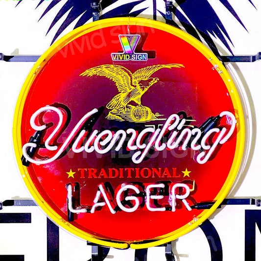 Light Up Yuengling Beer Lager Eagle Sign - Vintage style Handmade Glass Neon Lamps - Bar/Business Logo decor 17"