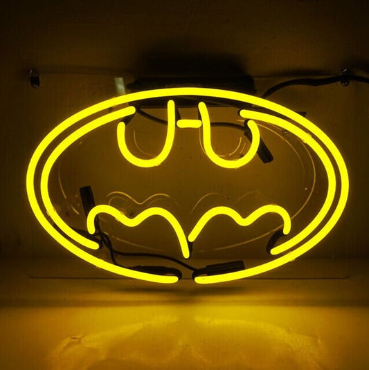 Light Up Batman Comic Logo Sign - Vintage style Handmade Glass Neon Lamps - Bar/Business Logo decor 13"x8"