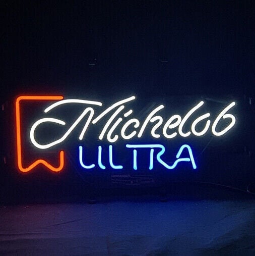 Light Up Michelob Ultra Beer Sign - Vintage style Handmade Glass Neon Lamps - Bar/Business Logo decor 17"x14"