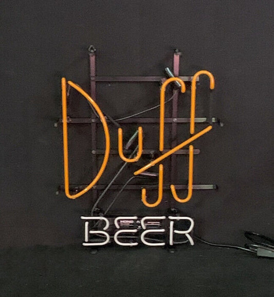 Light Up Duff Beer Sign - Vintage style Handmade Glass Neon Lamps - Bar/Business Logo decor 17"