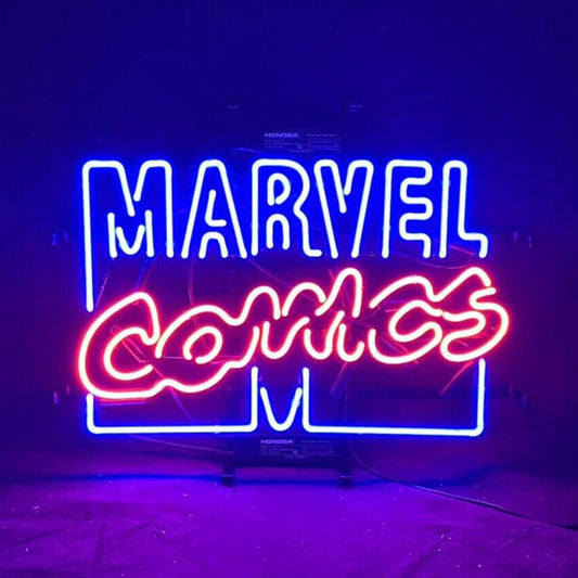 Light Up Marvel Comics Avengers Sign - Vintage style Handmade Glass Neon Lamps - Bar/Business Logo decor 20"