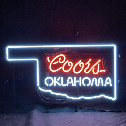 Light Up Coors Oklahoma Beer Sign - Vintage style Handmade Glass Neon Lamps - Bar/Business Logo decor 20"